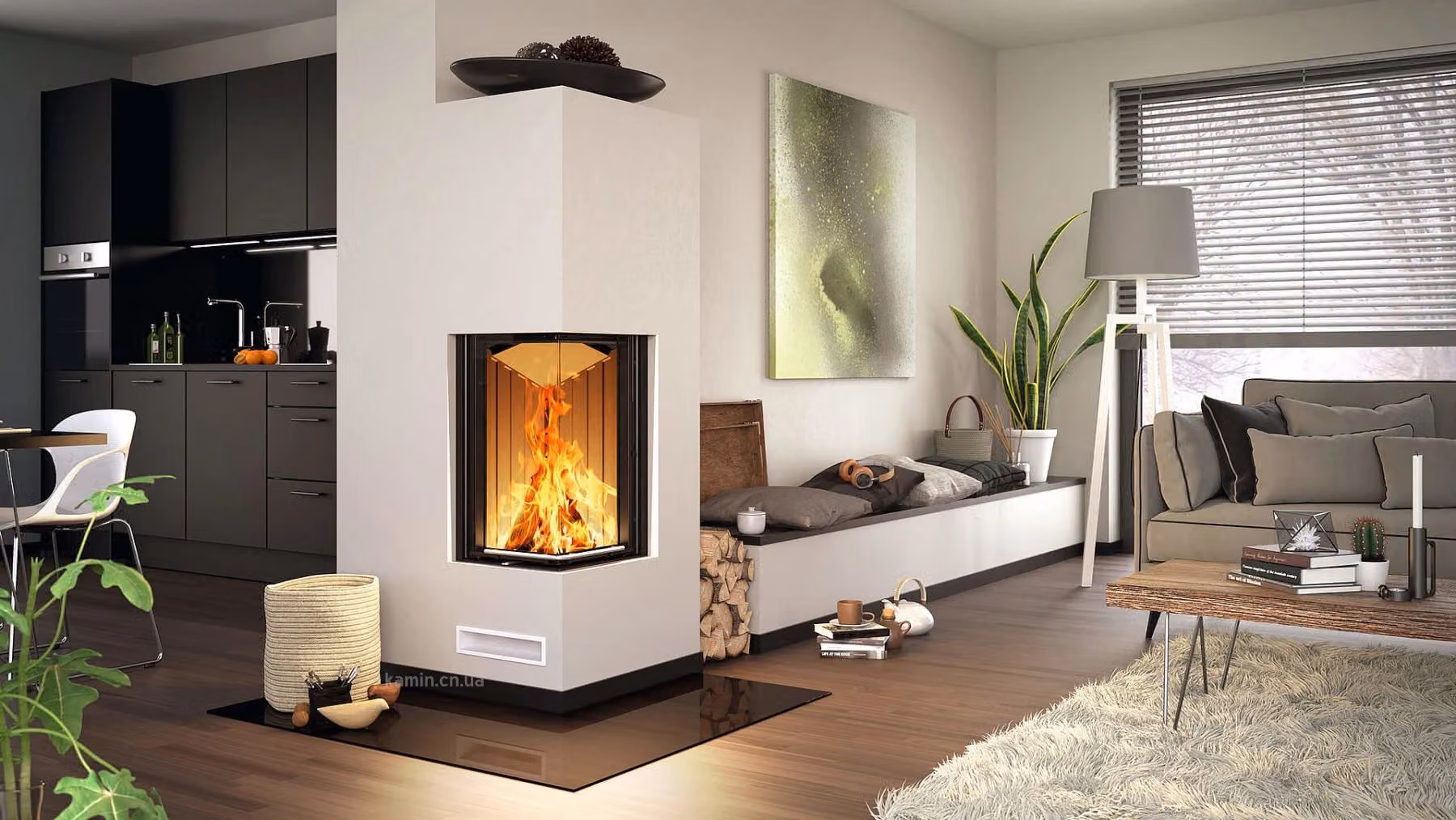 Камінна топка Spartherm Arte 2LRh-66 кутовий камін з гільйотиною