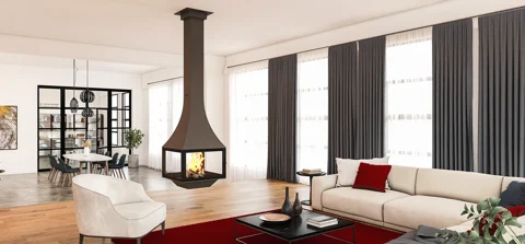 Підвісний Камін Bordelet JULIETTA 985 BLACKLINE підвісний центральний камін зі склом — фото 2