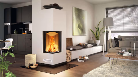 Камінна топка Spartherm Arte 2LRh-66 кутовий камін з гільйотиною